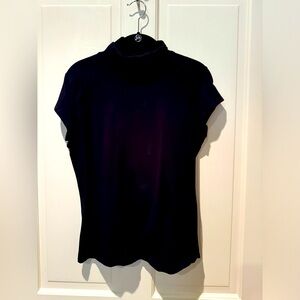 black Ann Trinity 1/4 turtleneck cap sleeve blouse